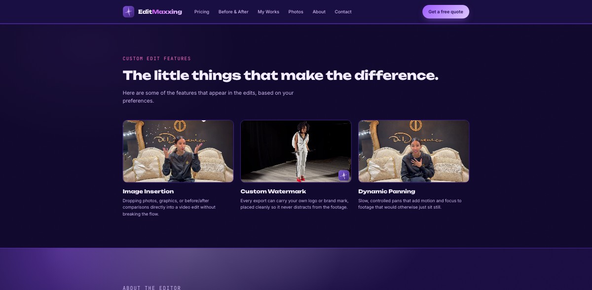 EditMaxxing.com custom edit features