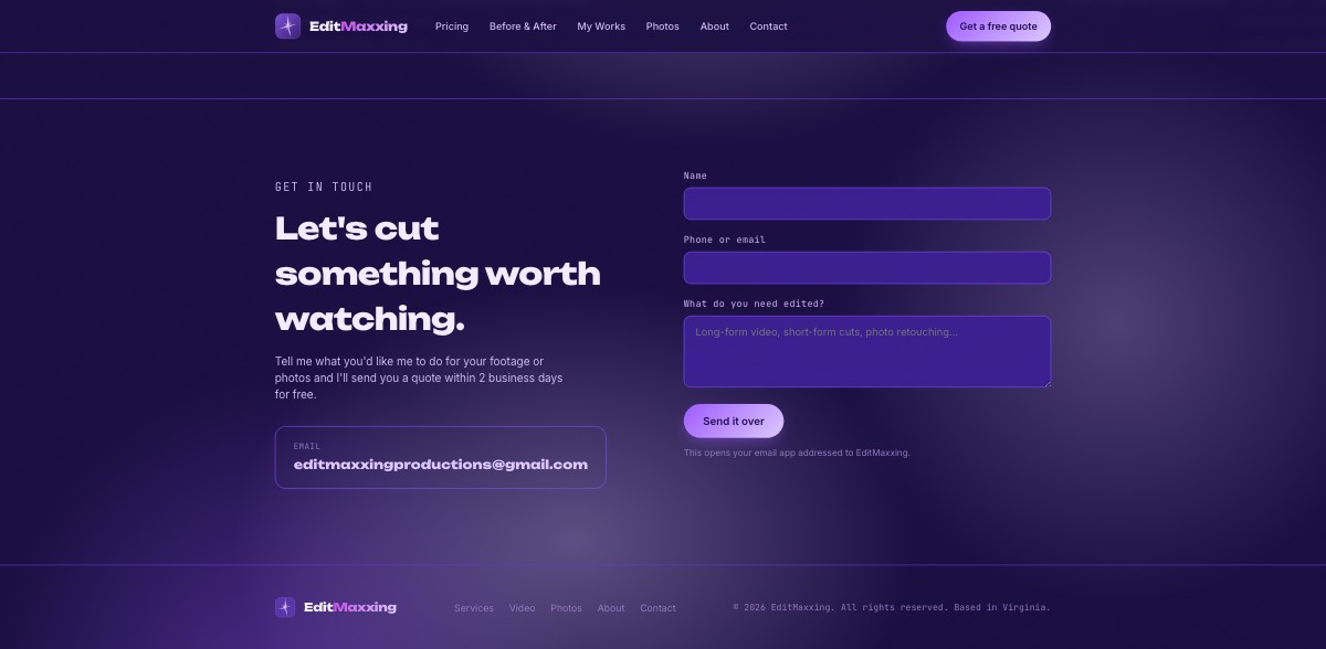 EditMaxxing.com contact form