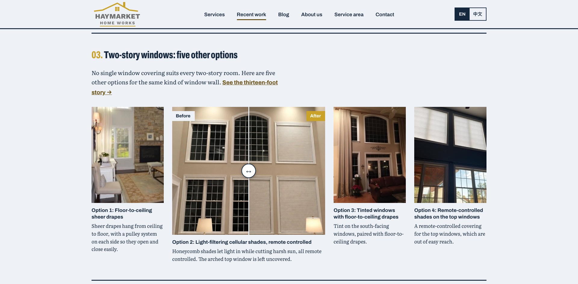 Haymarket Home Works recent work, project 3: Two-story windows: five other options